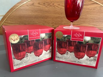 Set Of 8 Lenox Red Double Old Fashioned Glasses
