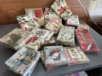Huge Lot Of Christmas Napkins New In Packages