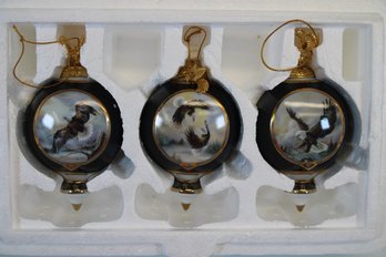 Lot Of Three Collectible 1999 Bradford Editions On Eagles Wings Porcelain Christmas Ornaments