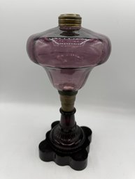 Antique Victorian Amethyst Glass Lamp Base With Brass Mount