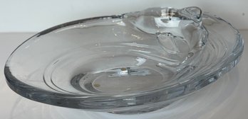 Signed Daum France Dolphin Crystal Bowl