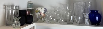 Large Lot Of Vases Crystal And Glass