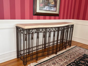 Beautiful Drexel Heritage Wrought Iron Stone Top Console Table