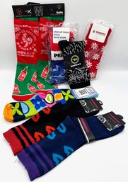 7 Pairs New Novelty Socks: Hot Sauce, Pepsi, Kisses & More