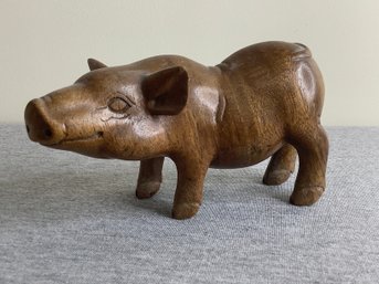 Vintage Style Hand-carved Wooden Pig Figurine