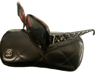 Vintage Statement 1991 CHANEL Quilted CC Oversized Prescription Sunglasses With Case