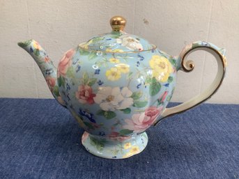 Arthur Wood And Son Staffordshire England Blue Floral Teapot #1