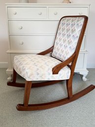 Custom Upholstered Vintage Wood Rocker