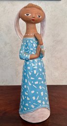 Glazed Terracotta Hungarian Figurine Sculpture By Geza Meszaros
