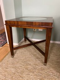 Wooden Square Glass Top Side Table