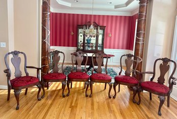 Six Gorgeous Ethan Allen Philadelphia Dining Chairs With Red Upholstered Seat