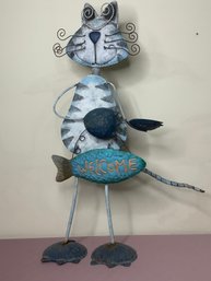 Iron 'welcome' Cat Yard Art