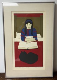 Lithograph Pencil Signed Will Barnet Titled Child Reading Red
