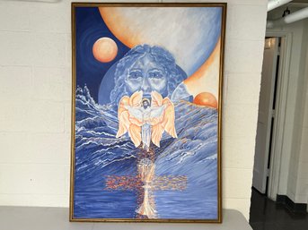 Oil Painting On Canvas Of Jesus Christ Signed C. A. Bouchard