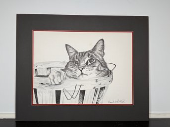 Frank Packlick Pencil Signed Cat Sketch Print