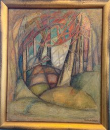 Gorgeous MCM Abstract Expressionist Landscape Painting Gertrude Nason CT NY Listed Artist
