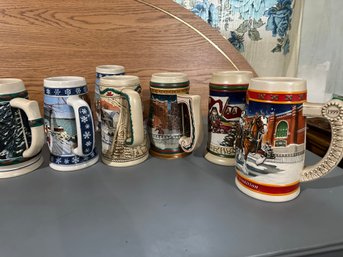 Vintage Budweiser Holiday Collector Steins
