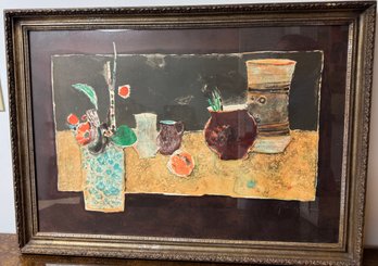Signed Rene Genis Still Life Original Lithograph