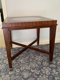 Wooden Square Glass Top Side Table