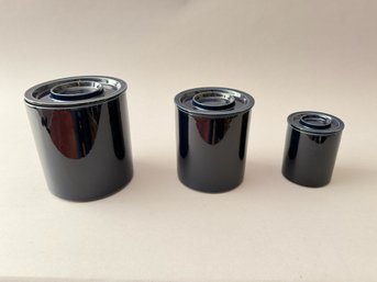 Three Piece Blue Ceramic Canister Set