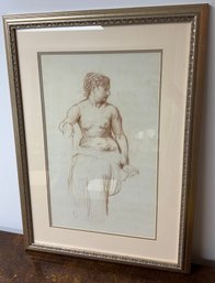 Framed Nude Drawing Unsigned