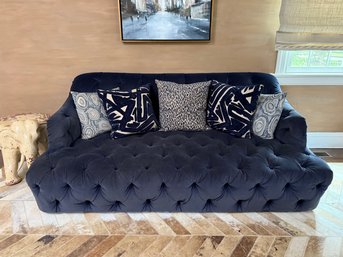 Custom Tufted Sofa With Decorative Pillows