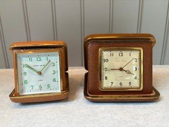 Two Vintage Phinney - Walker Travel Clocks