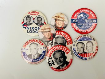 Original 1986 Giants Super Bowl Pin And 1960s Campaign Memorabilia Lot Of 8