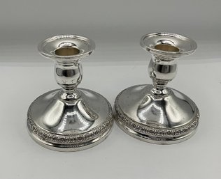 Prelude International Sterling Weighted Reinforced Candle Holders Pair ~  #212 Floral Border ~