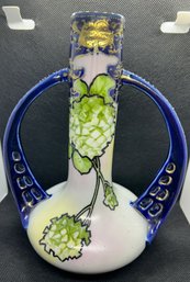 Antique Japanese Art Nouveau Double-handled Vase With Floral Decoration