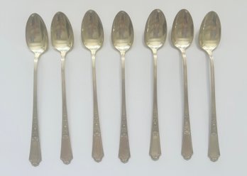 7 Silverplate Long Iced Tea Spoons  Pattern Ancestral (1924) By 1847 Rogers Bros