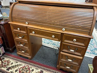 'C'roll Top Oak Desk