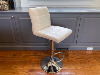 Swivel Quilted Adjustable Height Counter Stool With Chrome-plated Base