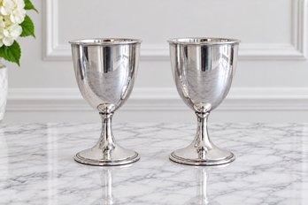 Pair Of Sterling Silver Anniversary Or Toasting Goblets