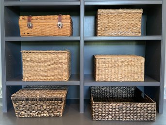Collection Of 6 Woven Storage Baskets