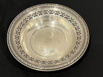 Pierced Edged Sterling Silver Bowl With Monogram - Weight Of 232 Grams