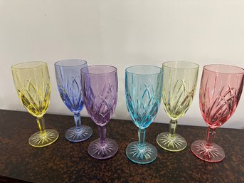 Marquis By Waterford Set Of 6 Pastel Wine Iced Beverage Glasses