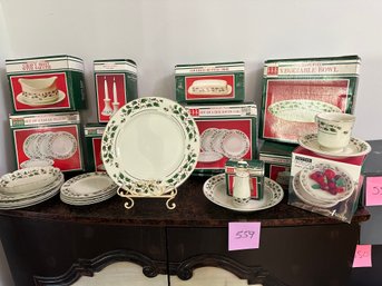 Huge Set Of Christmas Porcelain Dinnerware Made In Japan - Bought At Caldors