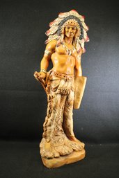 Large 29' Chalkware Statue Of An American Indian