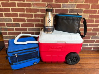 Cooler On Wheels, Hydro Flask, 2 Soft Coolers