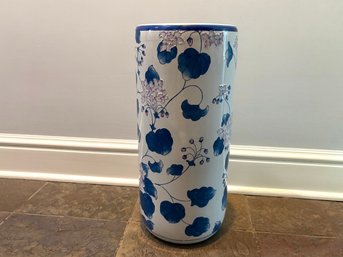 Chinese Porcelain Blue & Pale Lilac Umbrella Stand