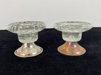 Vintage Glass Candlestick Holders