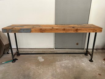 Industrial Style Rustic Wood Console Table