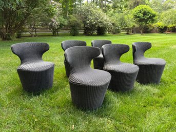 Set Of 6 B&B Italia Papilio Outdoor Resin Wicker Chairs