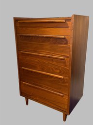 Crate & Barrel 'Tate' Five Drawer MCM Style Walnut Chest