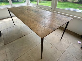 Table On Tapered Hammered Iron Legs
