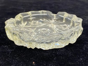 Star Of David Pattern Clear Glass Ashtray