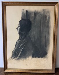 Charcoal Drawing Signed Lower Left