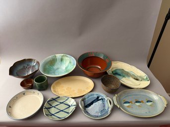 Large Lot Of Hand Made And Signed Pottery