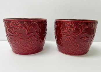 2 Red Designed Planters
